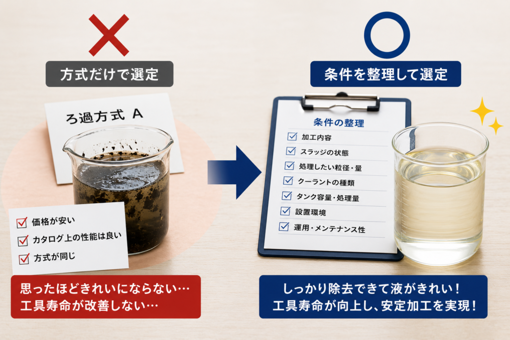 方式だけで選ぶとミスマッチが起きることを表したAI画像